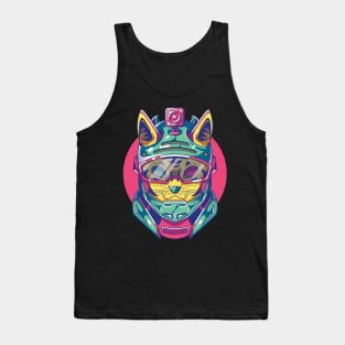 Astronaut Helmet Action Camera Cat Lover Tank Top